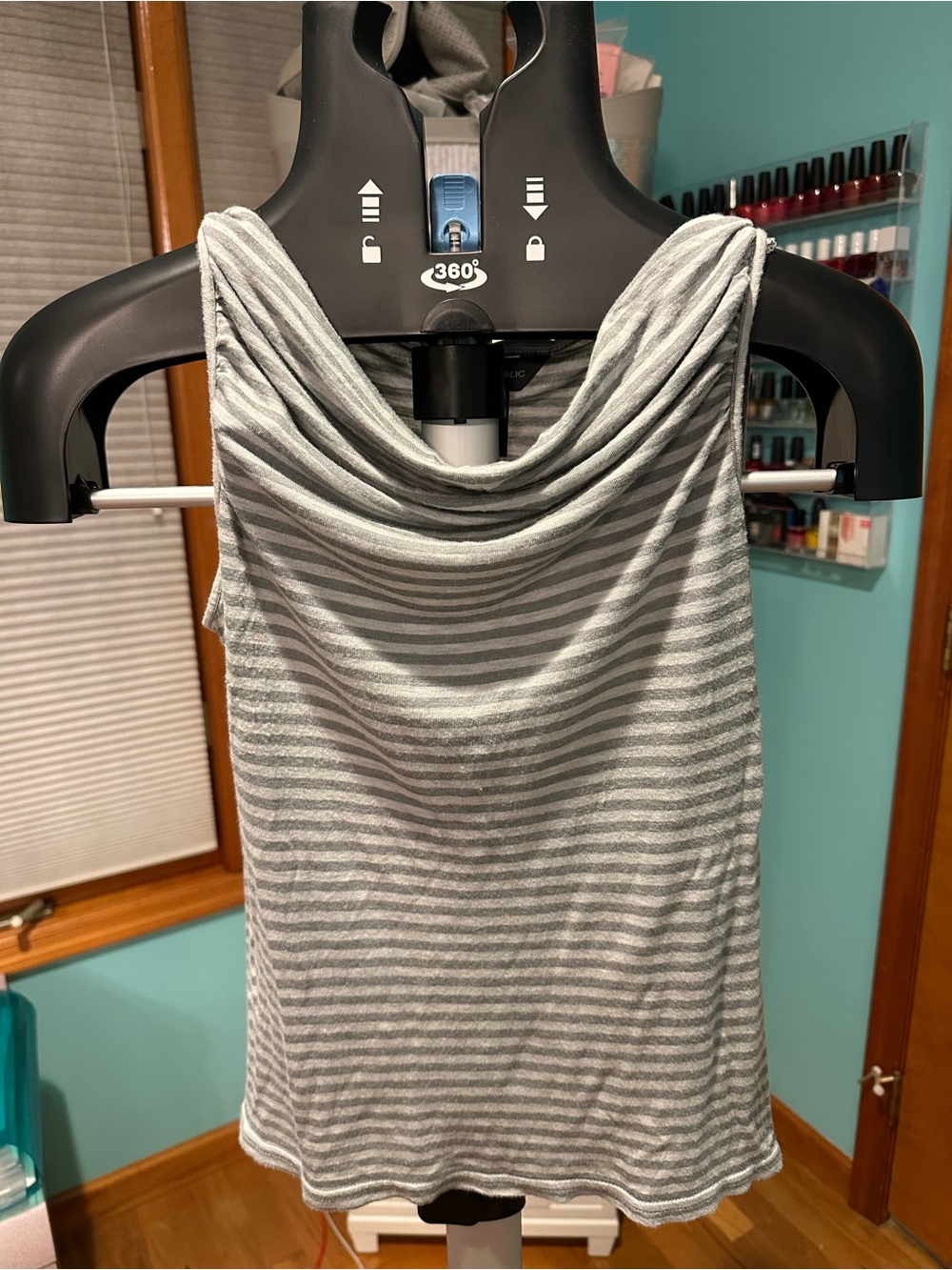 Banana Republic Gray & White Striped Tank Top
